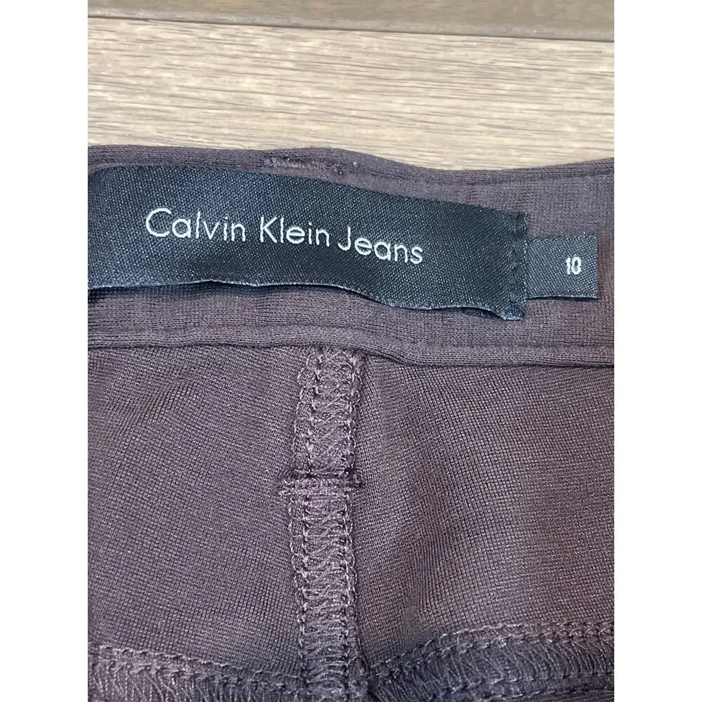 Calvin Klein Jeans Soft Stretch Brown Ankle Pants Size 10 Casual Basic Career